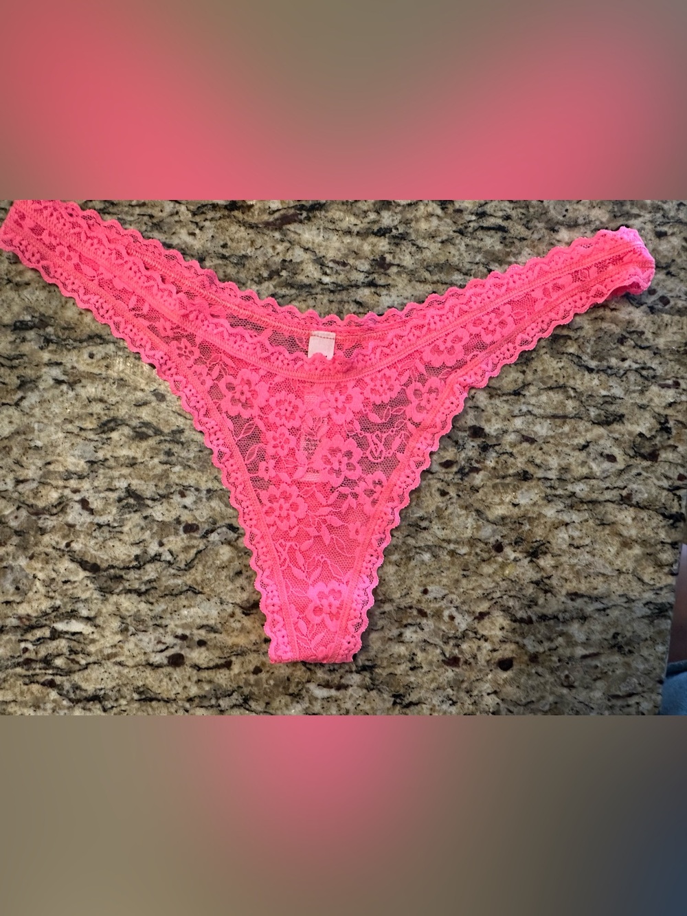 Victoria's Secret Neon Pink Lace Thong